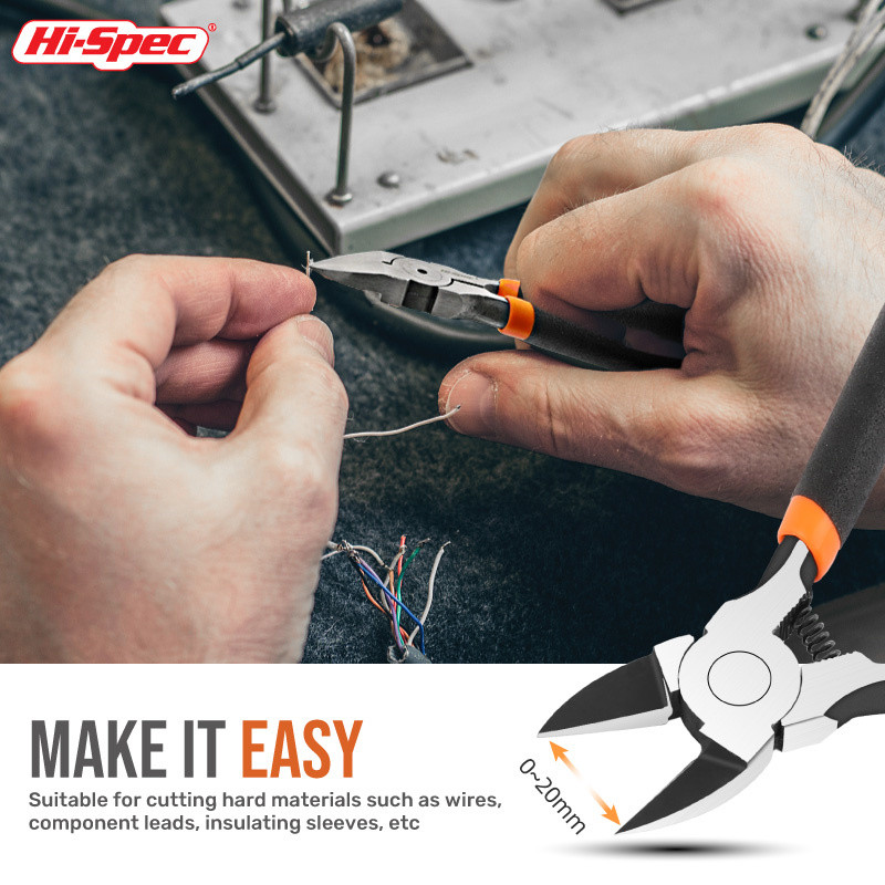 Hi-Spec 150mm-es átlós vágófogó 6" huzalcsupaszító szerszám Oldalsó vágó Kábelsorja Fogó Villanyszerelők Barkács javító kéziszerszámok