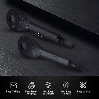 2 τμχ Mini Key Shape Ring Screwdriver Pocket Keychain Kit Tool Survive Utility Tactical Outdoor Multi-λειτουργικό σετ κατσαβιδιών
