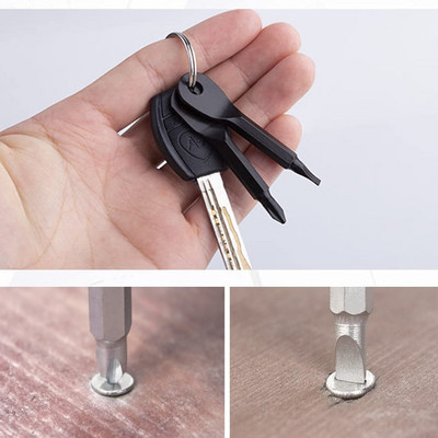 2Pcs Mini Key Shape Ring Pocket Screwdriver Keychain Kit Tool Survive Utility Tactical Outdoor Multi-functional Screwdriver Set