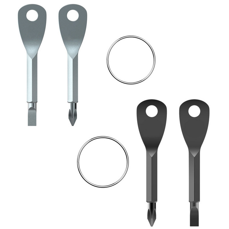 2Pcs Mini Key Shape Ring Pocket Odvijač Kit Privjesak Alat Survive Utility Tactical Outdoor Multi-function Set odvijača