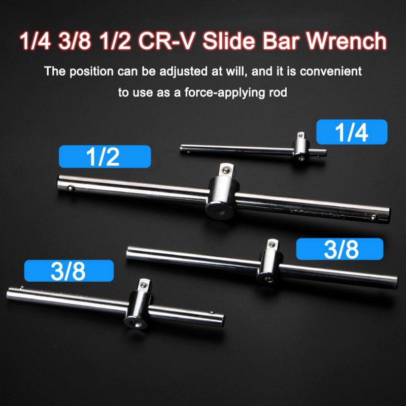 1/4 3/8 1/2 pogonski nasadni ključ Produžetak klizna T šipka Alati za popravak automobila Rukavac klizna šipka Primjena sile Šipka Ključ za cijevi