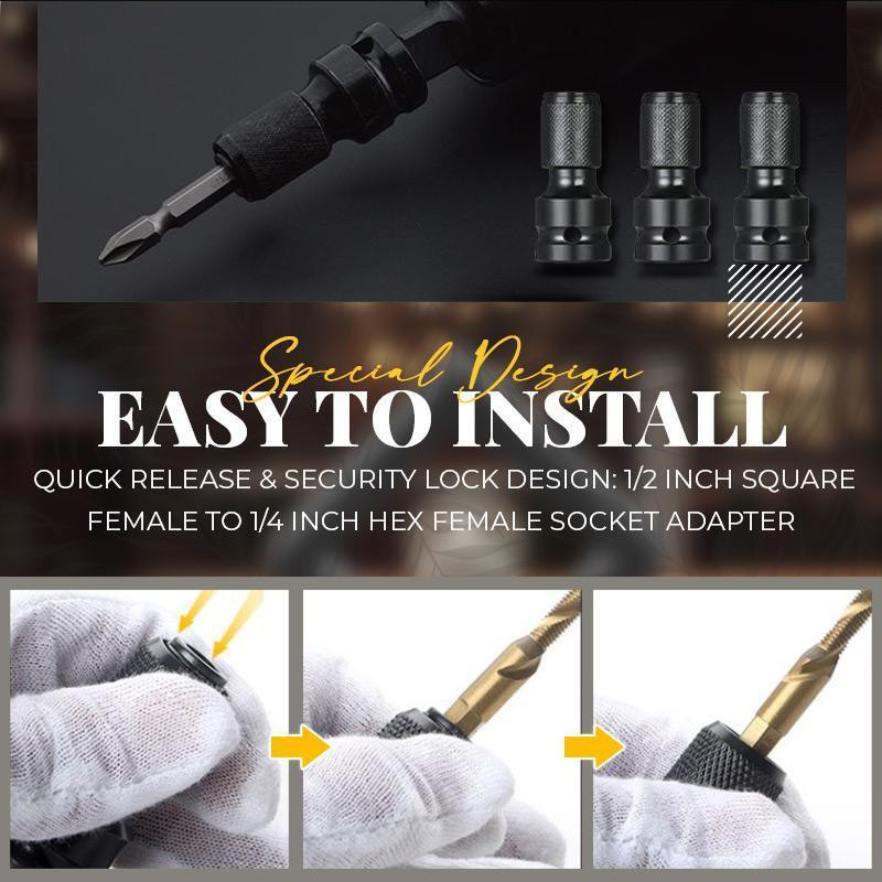 Adaptor convertor priză 1/2 la 1/4 inch cheie dubă Crafhtam Convertor priză cheie electrică Adaptor manșon de conversie unealtă de mână
