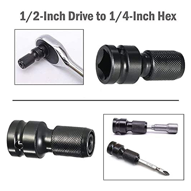 Adaptor universal pentru cheie adaptivă Adaptor pentru cheie dinamometrică cu clichet 1/2 inch pătrat la 1/4 inch Convertor de priză hexagonală cu clichet