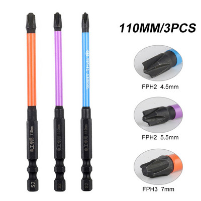 3 buc șurubelniță în cruce cu magnetism special, din oțel aliat, șurubelniță cu cap de loturi FPH1 FPH2 FPH3 unealtă electrică