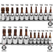 11 bucăți de șurubelnițe Torx 3/8 1/4 inch mufă de antrenare crom-vanadiu oțel cu clichet cheie adaptor manșon presat