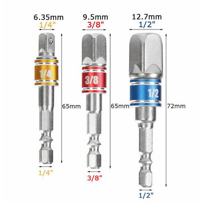 1/4" 3/8" 1/2" reketinio veržliarakčio pavaros lizdo adapterio keitiklis, oro smūgio sumažinimo meistro lizdo veržliarakčio adapterio rankinių įrankių rinkinys