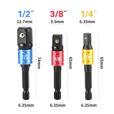 1/4" 3/8" 1/2" reketinio veržliarakčio pavaros lizdo adapterio keitiklis, oro smūgio sumažinimo meistro lizdo veržliarakčio adapterio rankinių įrankių rinkinys