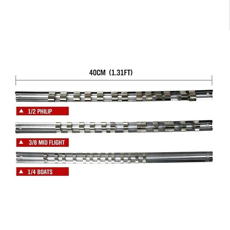 Rozsdamentes acél foglalattartó állványtartó 1/4 3/8 1/2 hüvelykes 16 kapcsos sínes szerszámrendező Tárolás otthoni ipari garázshoz