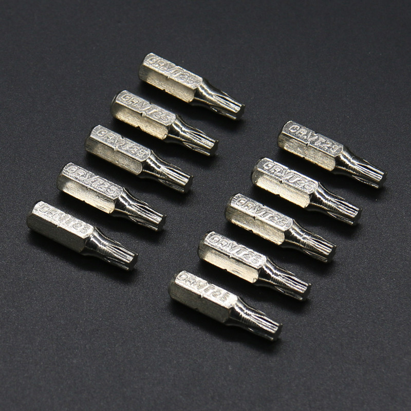 10 buc 1/4" 25mm Șurubelnițe Torx T25 Set de biți Instrumente de reparare Kit de galvanizare Kit de burghiu cu tijă hexagonală Unelte de mână electrice de uz casnic