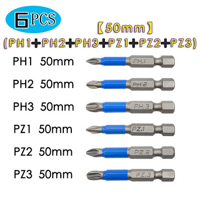 6//712db Mágneses csúszásmentes csavarhúzó bitkészlet Phillips Cross Drill Bit Kéziszerszámok Hatlapfejű csavarhúzóPH1/PH2/PH3/PZ1/PZ2/PZ3