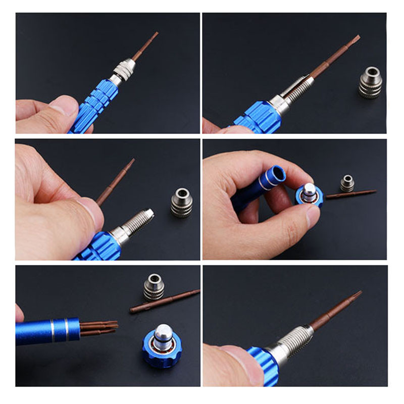 5-ühes alumiiniumsulamist kruvikeerajate parandus avatud tööriistade komplekt Kruvikeerajad iPhone'i jaoks Samsung Galaxy DIY mobiiltelefonide remonditööriistade komplekt
