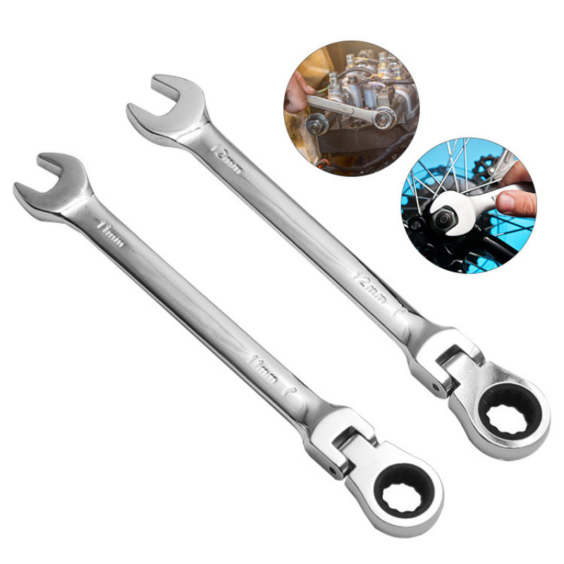 1gab kombinēta sprūdrata uzgriežņu atslēga ar elastīgu galvu Divējāda pielietojuma sprūdrata instrumenta sprūdrata kombinētais komplekts automašīnu remonta rokas instrumentiem