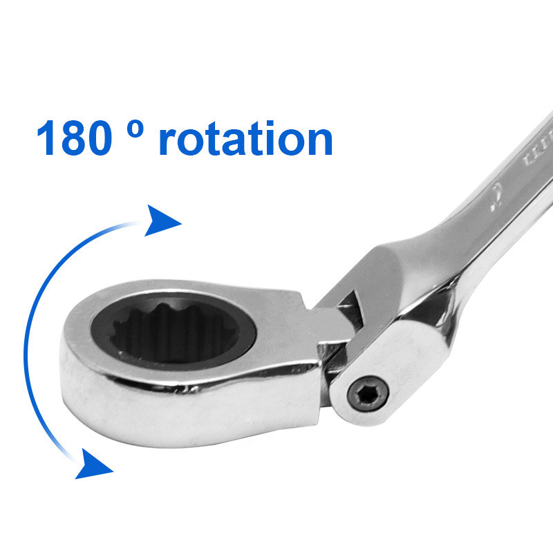 1gab kombinēta sprūdrata uzgriežņu atslēga ar elastīgu galvu Divējāda pielietojuma sprūdrata instrumenta sprūdrata kombinētais komplekts automašīnu remonta rokas instrumentiem