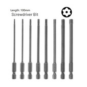 1 bucăți de șurubelniță Torx magnetică hexagonală de 1/4 ", 100 mm T8/T10/T15/T20/T25/T27/T30/T40 S2, din oțel aliat, biți de șurubelniță electrică