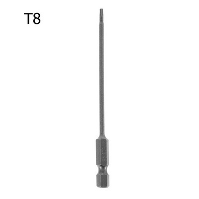 1 bucăți de șurubelniță Torx magnetică hexagonală de 1/4 ", 100 mm T8/T10/T15/T20/T25/T27/T30/T40 S2, din oțel aliat, biți de șurubelniță electrică