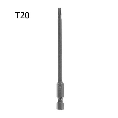 1 bucăți de șurubelniță Torx magnetică hexagonală de 1/4 ", 100 mm T8/T10/T15/T20/T25/T27/T30/T40 S2, din oțel aliat, biți de șurubelniță electrică