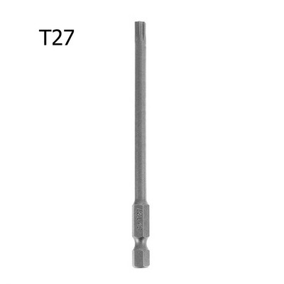 1 bucăți de șurubelniță Torx magnetică hexagonală de 1/4 ", 100 mm T8/T10/T15/T20/T25/T27/T30/T40 S2, din oțel aliat, biți de șurubelniță electrică
