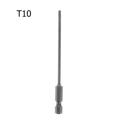 1 bucăți de șurubelniță Torx magnetică hexagonală de 1/4 ", 100 mm T8/T10/T15/T20/T25/T27/T30/T40 S2, din oțel aliat, biți de șurubelniță electrică