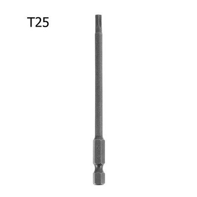 1 bucăți de șurubelniță Torx magnetică hexagonală de 1/4 ", 100 mm T8/T10/T15/T20/T25/T27/T30/T40 S2, din oțel aliat, biți de șurubelniță electrică