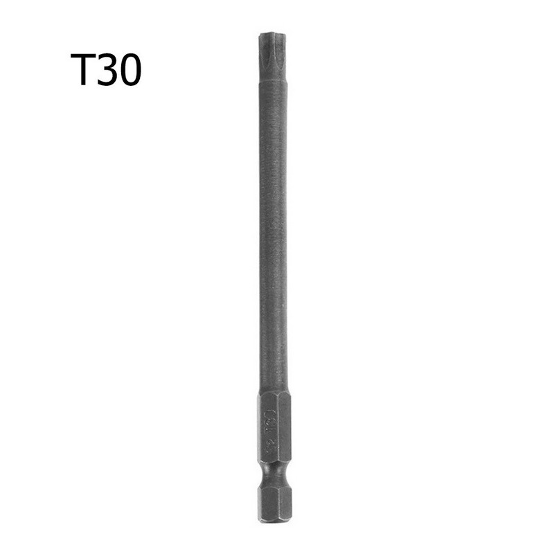 1 bucăți de șurubelniță Torx magnetică hexagonală de 1/4 ", 100 mm T8/T10/T15/T20/T25/T27/T30/T40 S2, din oțel aliat, biți de șurubelniță electrică