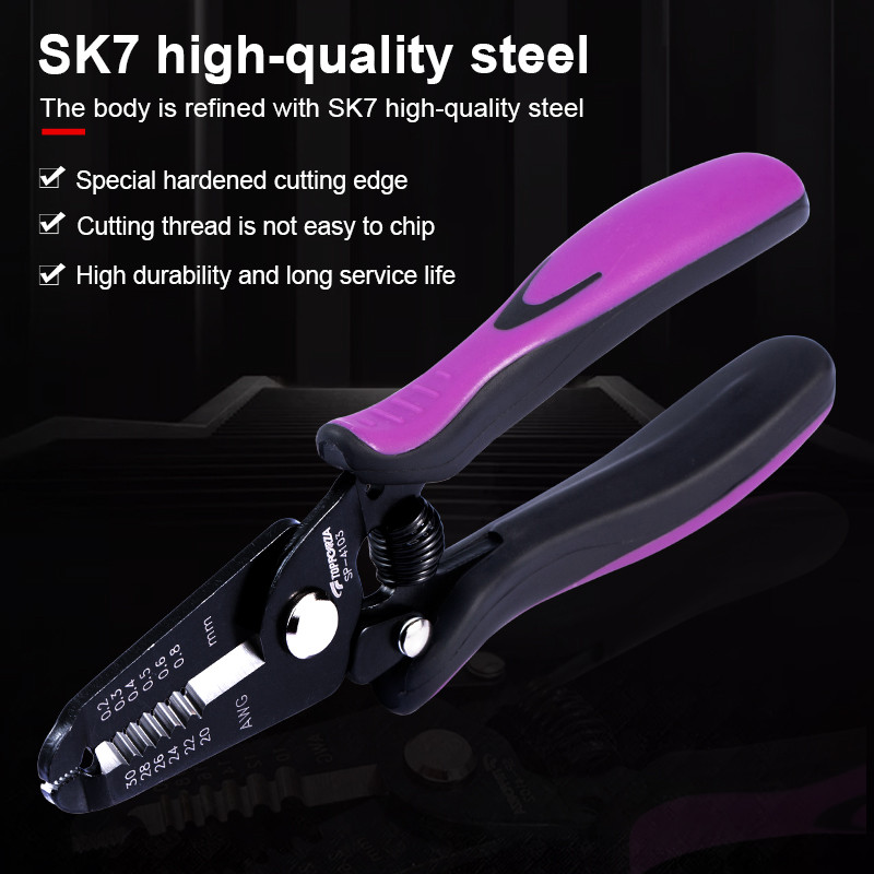 Fogó Kábelcsupaszító Professzionális elektromos huzalcsupaszító fogó Kábelhámozó Vágóval Többfunkciós Villanyszerelő Javító Szerszám