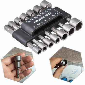 Power Nut Driver Drill Bit Set 14pcs Hex Socket Sleeve Nozzles Adapter 1/4-12mm Magnetic Nut Driver Set Drill Adapter Power Tool