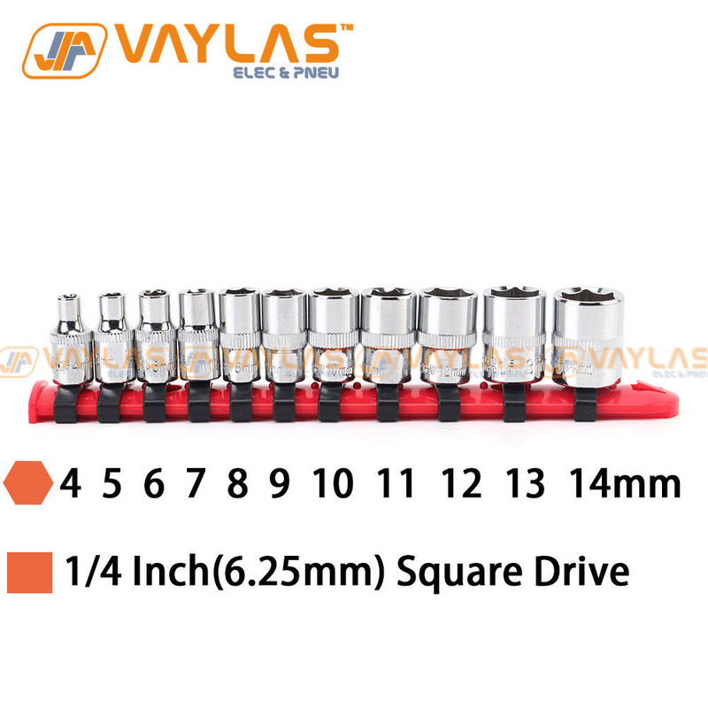 Κλειδί 1/4 ιντσών με κλειδί υποδοχής 4-14 mm Κλειδί Εξαγωνικής κεφαλής επιχρωμιωμένο με πλαστική σχάρα