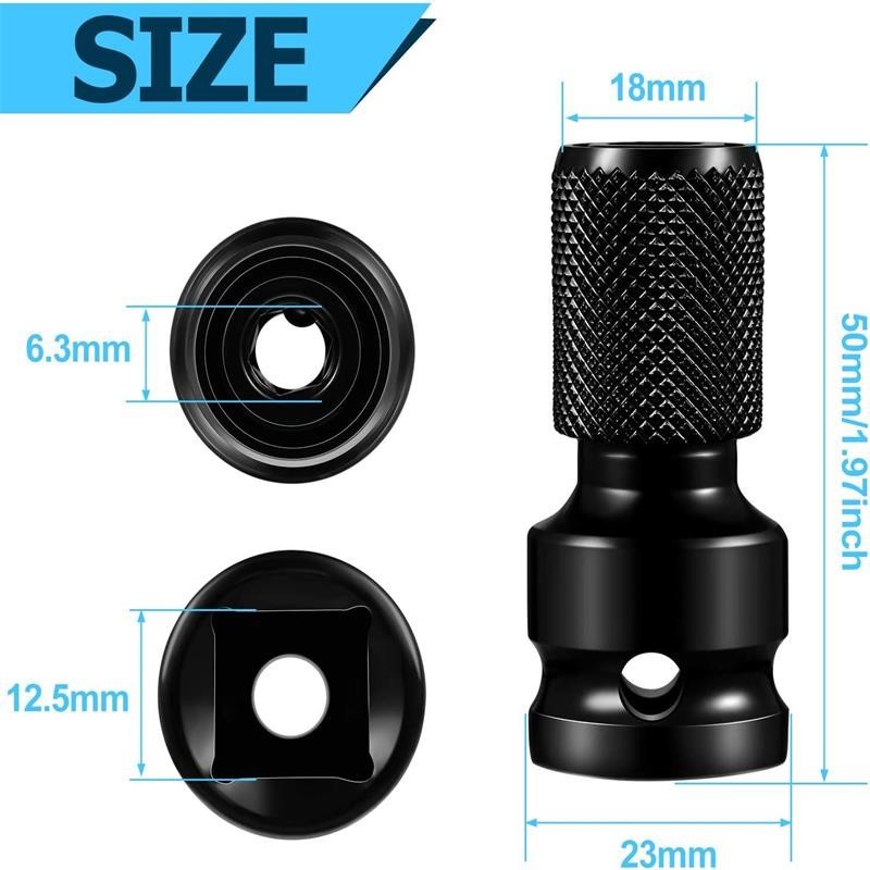 1/2" četvrtasti do 1/4" imbus čegrtaljke Nasadni ključ Nasadni adapter Set ključeva Pretvarač pogona Univerzalni prilagodljivi udarni alat