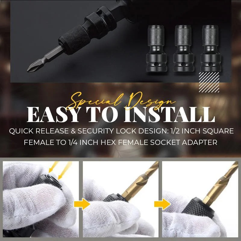 Aljzat-átalakító adapter 1/2–1/4"-es dugókulcs-aljzat-készlet átalakító elektromos csavarkulcs átalakító hüvely adapter kéziszerszám