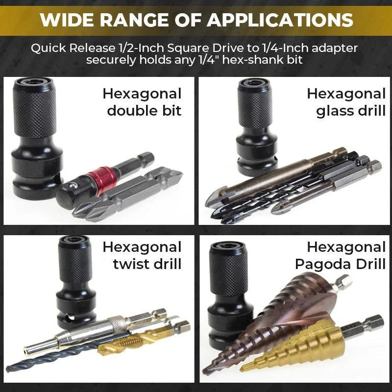 Aljzat-átalakító adapter 1/2–1/4"-es dugókulcs-aljzat-készlet átalakító elektromos csavarkulcs átalakító hüvely adapter kéziszerszám