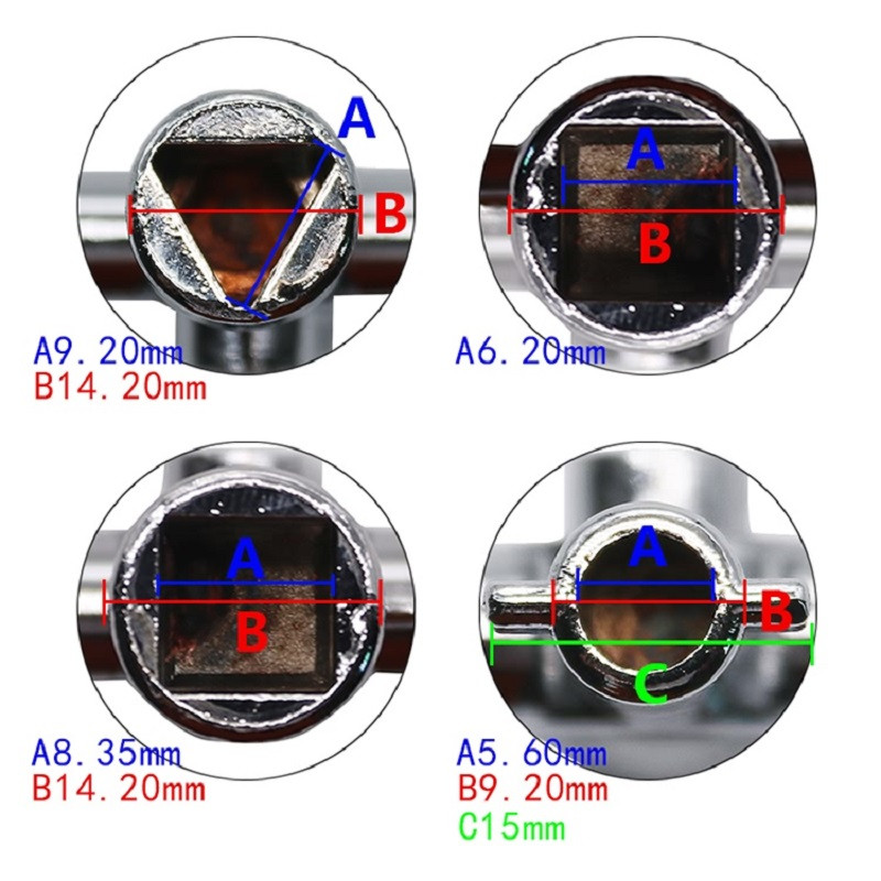 5 vienā universālā šķērsslēdža ligzdas trīsstūra uzgriežņu atslēgas atslēga santehniķa vilciena elektriskajiem lifta korpusa vārsta atgaisošanas radiatoriem