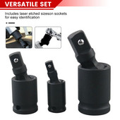 Universāls 360 grādu grozāms šarnīrsavienojuma gaisa trieciena šūpošanās ligzdas adaptera rokas instruments 1/2 3/8 1/4 collu trieciena draivera pārveidotājs