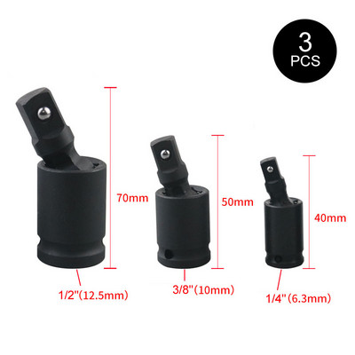 Universāls 360 grādu grozāms šarnīrsavienojuma gaisa trieciena šūpošanās ligzdas adaptera rokas instruments 1/2 3/8 1/4 collu trieciena draivera pārveidotājs