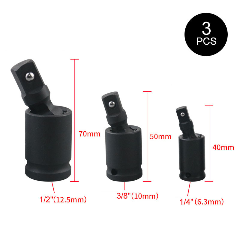 Universāls 360 grādu grozāms šarnīrsavienojuma gaisa trieciena šūpošanās ligzdas adaptera rokas instruments 1/2 3/8 1/4 collu trieciena draivera pārveidotājs