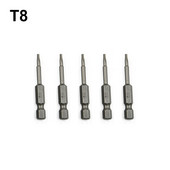 5 bucăți de șurubelnițe Torx de 50 mm Biți de șurubelniță Torx magnetice în cinci puncte Set de șurubelnițe cu tijă hexagonală de 1/4 inch T8-T40