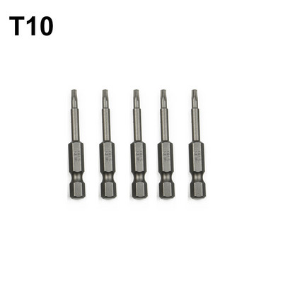 5 bucăți de șurubelnițe Torx de 50 mm Biți de șurubelniță Torx magnetice în cinci puncte Set de șurubelnițe cu tijă hexagonală de 1/4 inch T8-T40