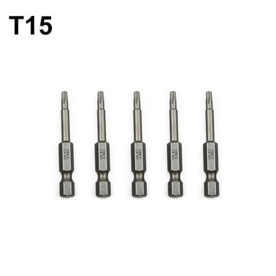 5 bucăți de șurubelnițe Torx de 50 mm Biți de șurubelniță Torx magnetice în cinci puncte Set de șurubelnițe cu tijă hexagonală de 1/4 inch T8-T40