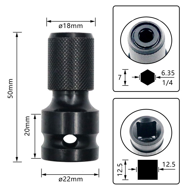 1/2 hüvelykes négyzettől 1/4 hüvelykig hatlapú racsnis foglalat ütvecsavarkulcs foglalat készlet adapter villáskulcs meghajtó átalakító gyorskioldó szerszám