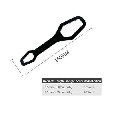 Univerzális Torx csavarkulcs 8-22 mm, önfeszítő, állítható racsnis csavarkulcs Nyomatéktábla, kétfejű, többcélú kulcsos kéziszerszámok