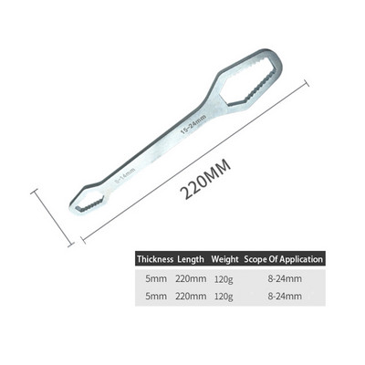Univerzális Torx csavarkulcs 8-22 mm, önfeszítő, állítható racsnis csavarkulcs Nyomatéktábla, kétfejű, többcélú kulcsos kéziszerszámok