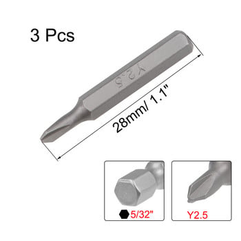 uxcell 3pcs Y2.5 Screwdriver Bits 5/32 inch Hex Hank Screwdriver Bit Set 28mm Length S2 S2 Screwdriver Kit Tools