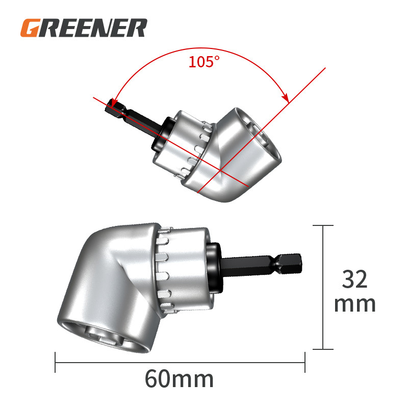 Állítható 105 fokos derékszögű csavarhúzó készlet tartó Eszterga fúvókák Kéziszerszámok 1/4-es mágneses fúróaljzatú elektromos fúró