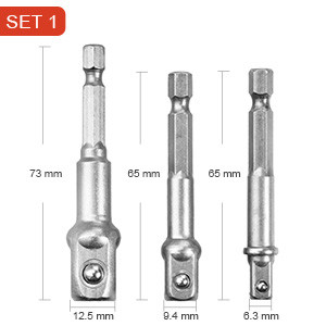 Vastar 3 vnt šešiakampio koto 1/4 3/8 1/2 pavaros atsuktuvas grąžtas elektrinis lizdo veržliarakčio adapteris