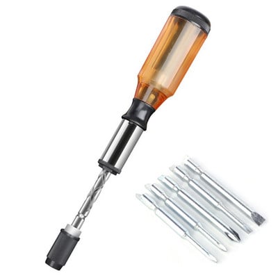 Push Pull racsnis csavarhúzó készlet 6 az 1-ben prés típus Félautomata forgó spirális csavarhúzó bit többfunkciós szerszámkészlet