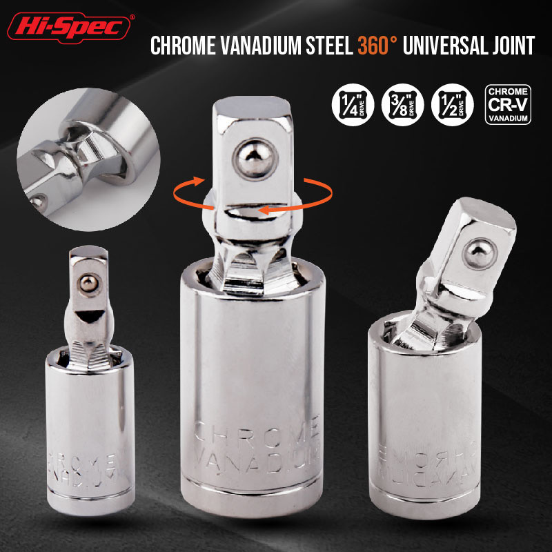 Hi-spec 1/4" 3/8" 1/2" univerzális csuklókészlet csavarkulcs foglalat adapter csavarkulcs pneumatikus hajlítható adapter univerzális csukló kézi szerszámkészlet