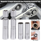 Süüteküünla pesa mutrivõti magnetiline 12-punktiline universaalliigend õhukese seinaga 3/8'' ajami pesa 14/16 mm automaatne tööriist remondiks ja eemaldamiseks