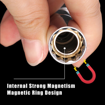 Πρίζα μπουζί Κλειδί Μαγνητικό 12 Point Universal Joint Thin Wall 3/8\'\' Υποδοχή μετάδοσης κίνησης 14/16mm Αυτόματο εργαλείο για επισκευή και αφαίρεση