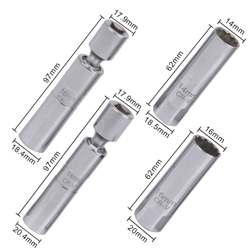 Süüteküünla pesa mutrivõti magnetiline 12-punktiline universaalliigend õhukese seinaga 3/8'' ajami pesa 14/16 mm automaatne tööriist remondiks ja eemaldamiseks