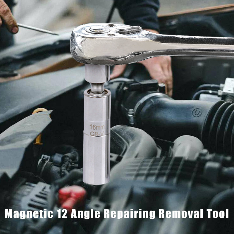 Süüteküünla pesa mutrivõti magnetiline 12-punktiline universaalliigend õhukese seinaga 3/8'' ajami pesa 14/16 mm automaatne tööriist remondiks ja eemaldamiseks