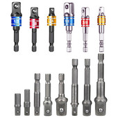 3 gab. urbjmašīnas ligzdas adapteris triecienurbjmašīnas pagarinājuma urbjmašīnas stieņa ligzdas adapteris 1/4" 3/8" 1/2" sešstūra kāta kvadrātveida galvas urbis